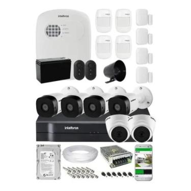 Imagem de Kit Alarme Residencial Via App E Kit Cftv 6 Câmera Intelbras
