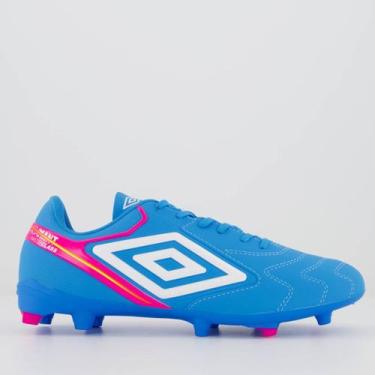 Imagem de Chuteira Umbro Adamant Campo Azul e Rosa, 41