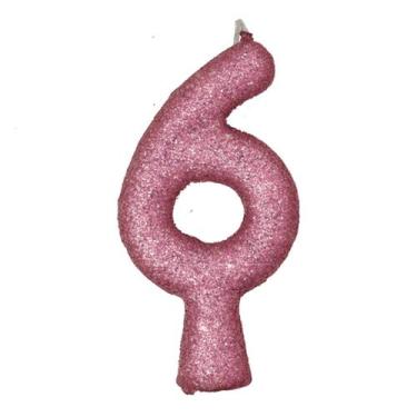 Imagem de Vela de Aniversário Puro Glitter Rosa - Festcolor, 6