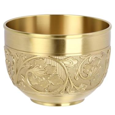 Imagem de Xícara de chá Pequena retrô de Latão, Padrões Em Relevo Requintados, Resistente para Licor de café e chá, para Festas, Casamentos (Sem orelha)
