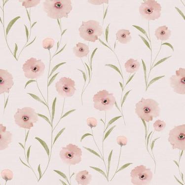 Imagem de YXTII Papel de parede floral de 1,000 x 43,9 cm, papel de parede rosa para colar e descascar, papel de parede floral vintage removível autoadesivo forro de gaveta papel de decoração para paredes