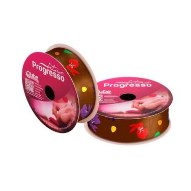 Imagem de Fita de Cetim 10m x 22mm - Cor 200 - Coelhos Coloridos Marrom - Rolo 1