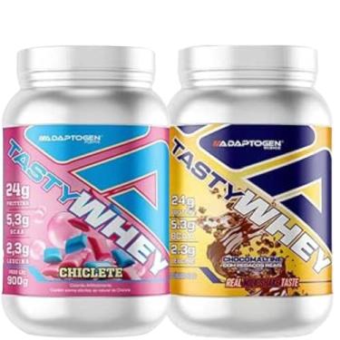 Imagem de Tasty Whey 3W Sabor Chiclete 900g + Tasty Whey 3W Sabor Chocomaltine 900g - Adaptogen Science