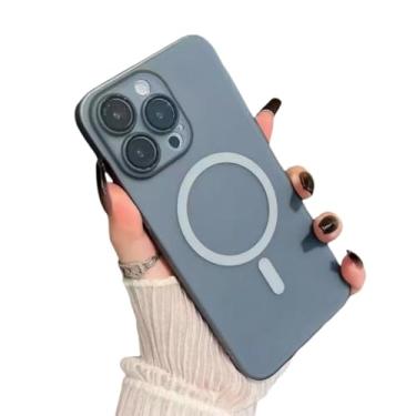 Imagem de Capa Magneric estilosa compatível com iPhone 13 Pro capa protetora de silicone durável com carregamento sem fio para iPhone 16promax 14pro 15 capas fáceis de instalar (para iPhone 11, azul)