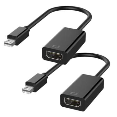 Imagem de FASTELECTRIC Adaptador Mini DisplayPort para HDMI – Thunderbolt de 13 cm para HDMI fêmea, perfeito para iMac, MacBook, Mac mini, Microsoft Surface DisplayPort para conexões de cabo HDMI, pacote com 2