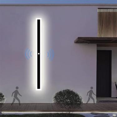 Imagem de Luminária de parede externa LED com sensor de movimento, arandelas de parede IP65 à prova d'água, luzes de parede longas, acrílico interno, 3000k/4500k/6000k, iluminação de parede moderna e