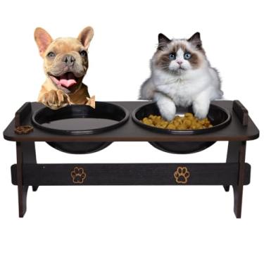 Imagem de Comedouro Elevado Duplo Cachorro Grande Pet MDF Cães e Gatos