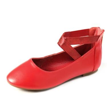 Imagem de Nova Utopia Vestido infantil para meninas bailarinas Mary Jane Bow Sapatilhas, Nmgf316 - Vermelho, 13 Little Kid