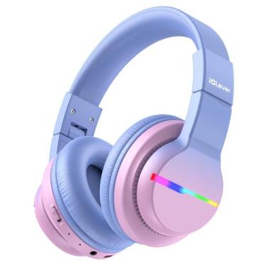 Imagem de Fones de ouvido Bluetooth iClever BTH12 Kids com LED 85H rosa