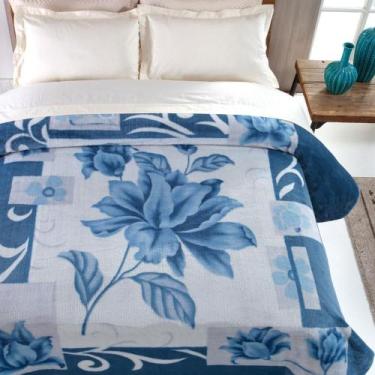 Imagem de Cobertor Da Kyor Plus Casal Jolitex Malbec 1,80 x 2,20m, Branco e Azul