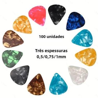 Imagem de 100 Palhetas de Guitarra Coloridas - Kit Variado com Amostra de Pérola