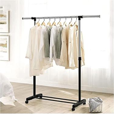 Imagem de LIFOND Cabide para roupas, cabide com rodas, cabide de metal resistente independente, fácil de montar para armazenamento de roupas, suporte de exibição, barra de roupa para decoração de quarto