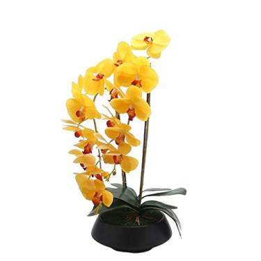 Imagem de DCYEQRQ Flores artificiais Phalaenopsis Flor artificial interior sala de estar flores falsas vaso flores secas decoração flores falsas para decoração (A 30 x 20 x 62 cm)