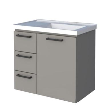 Imagem de Gabinete para Banheiro em Aço Ameixa 0,62 Metros Cinza com Lavatório -