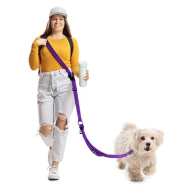 Imagem de WANFIRE Coleira para cães mãos livres, coleira transversal multifuncional para cães, cinto longo de 16 a 2,5 m com cinto de segurança de carro e pontos refletivos de dupla face para cães médios e