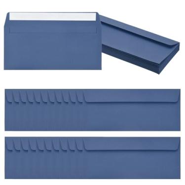 Imagem de PATIKIL Pacote com 24 envelopes de negócios azul escuro nº 10, envelopes coloridos autoselados tamanho carta para convites de escritório de correspondência, 10 x 23 cm