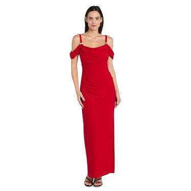 Imagem de R&M Richards Vestido feminino drapeado com glamour, Vermelho, 40