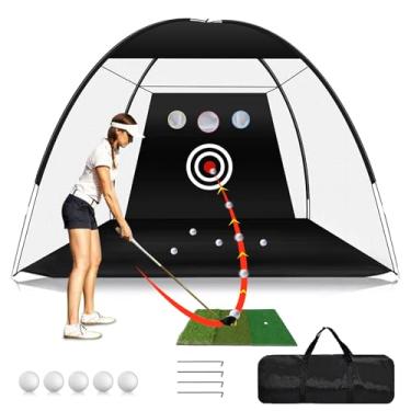 Imagem de iCoolGoGo Rede De Prática Golfe Resistente Com Tapete, Balanço, Auxiliares Treinamento Rebatidas 10 X 7 Pés - Alvo E Bolsa Transporte Para Dirigir No Quintal, Chipping, Homens, Crianças, Jogos Espor