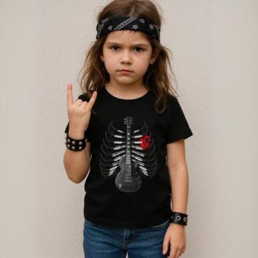 Imagem de Camiseta Infantil Unissex Estampada Costela Guitarra Coração 035 Blusa