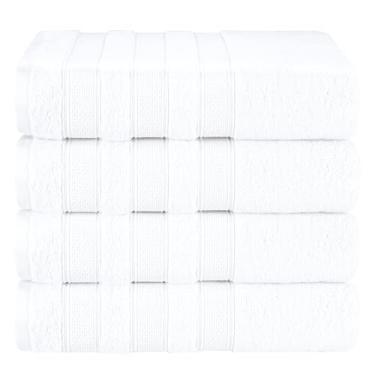 Imagem de American Soft Linen Salem 100% algodão turco 4 peças toalhas de banho para banheiro, 600 GSM conjunto de toalhas de banho de secagem rápida, absorvente macio, branco