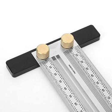Imagem de Eacam Aço Inoxidável Tipo de Orifício do Orifício To Régua de Rabiscos Ferramenta de Marcação de Madeira para Carpinteiro Workshop (Governante de marcação de 200 mm B)