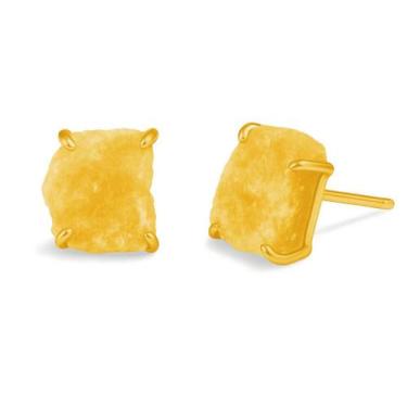 Imagem de Brinco Tarraxa Calcita Amarela - Cristal Natural, Banho Ouro 18k