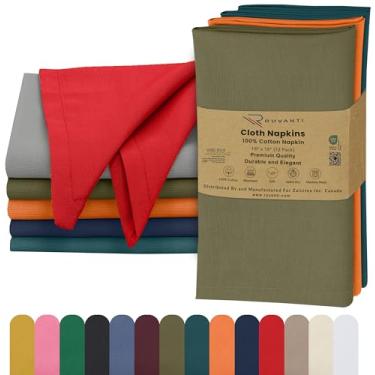 Imagem de RUVANTI Conjunto De 12 Guardanapos Pano Ruvanti, 45X45 Cm, 100% Algodão, Laváveis, Macios E Absorventes, Perfeitos Para Jantares Casamento, Natal Ação Graças - Multicoloridos