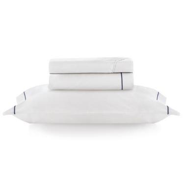 Imagem de Jogo de Cama 3 peças Solteiro 180 Fios com Friso Azul Marinho TEKA Pro
