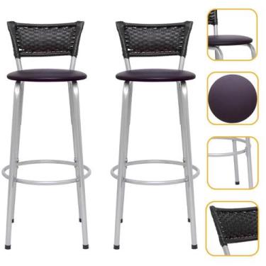 Imagem de Kit 2 Banco Banquetas Para Bar Bistrô Balcão Bancada Cozinha Gourmet L