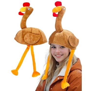 Imagem de Chapéu festivo divertido de peru de pernas compridas para festa de Natal de Ação de Graças, fantasia de frango assado, chapéu decorativo para festas de fim de ano
