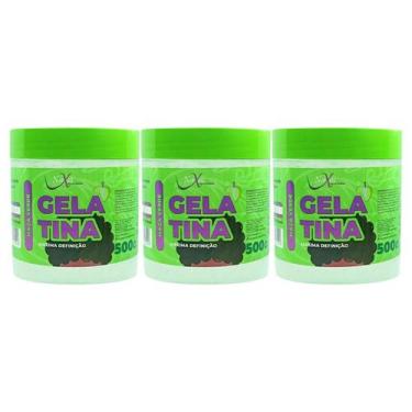 Imagem de Kit 3x Gelatina Hidratação Definição De Cachos E Volume Maçã Verde 500