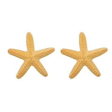 Imagem de Brinco Estrela Mar Dourado Texturizado Starfish Maxi Relevo Orelha-Brincos Femininos Tropical Estrela Marinha Grande Pino Tarraxa 3D Boho Chi Granulado-Presente Brinco Praia Praiano Verão Festa Mar Esposa Mãe Datas Especiais