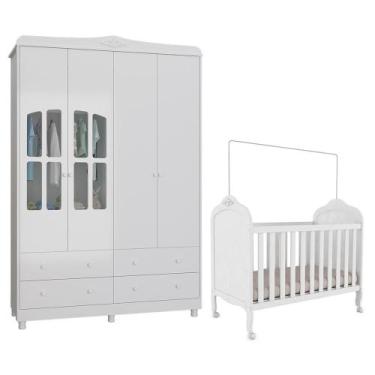 Imagem de Jogo de Quarto Infantil Elô com Janela Guarda Roupa e Berço - Móveis P