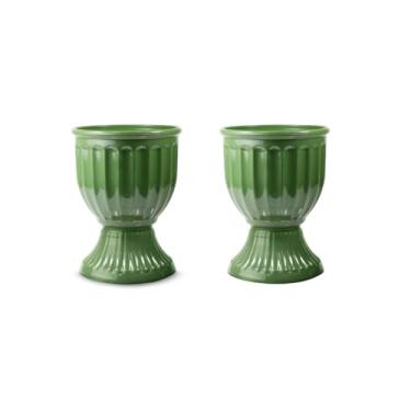 Imagem de 2 Vasos Estilo Romano Decoração Festa Acrílico 13cm X 18cm (VERDE MILITAR)