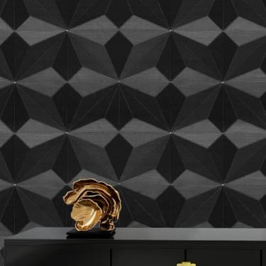 Imagem de Cismmy Papel de parede 3D Peel and Stick Papel de parede preto de 40 cm x 995 cm Papel de parede amigável para locatários para armários e gavetas Papel de parede geométrico moderno removível