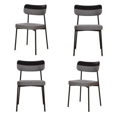 Imagem de Cadeira Mynna Fixa C/4 Pes 525 X 470 X 790 Mm C/4 Un. Crt.cinza/courino Preto Crt Cinza/courino Preto