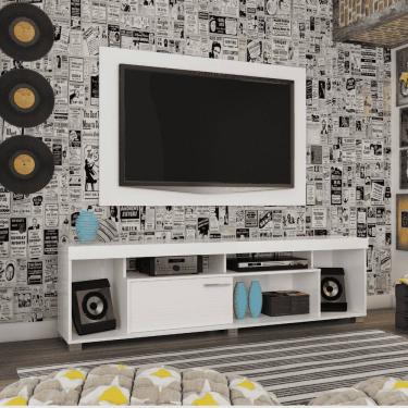 Imagem de Combo Tomaz Rack e Painel Para TV 65"  Branco Sala de Estar