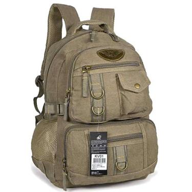 Imagem de Mochila Escolar Passeio Trabalho em Lona Keuven KV01 30L, Bege