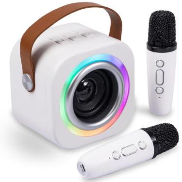 Imagem de Máquina de karaokê eGivwcvic Mini para crianças e adultos com 2 microf