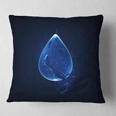 Imagem de Designart Blue Droplet Design' Manta abstrata para sala de estar, sofá, almofada de alta qualidade + capa de almofada impressa em ambos os lados 45,72 x 45,72 cm
