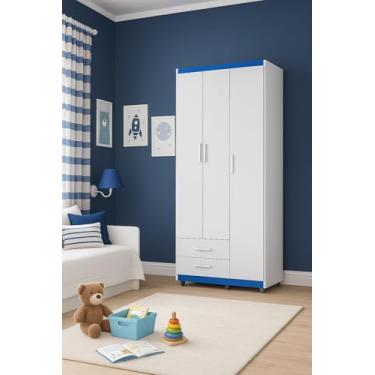 Imagem de Armario Para Quarto Infantil Azul Com 02 Gavetas Luxo