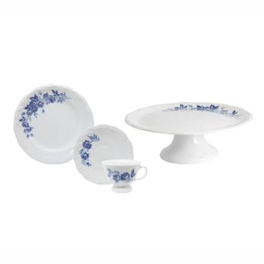 Imagem de Serviço de Bolo 19 Peças em Porcelana, Modelo Pomerode, com Relevo, Decoração Cora, Porcelana Schmidt