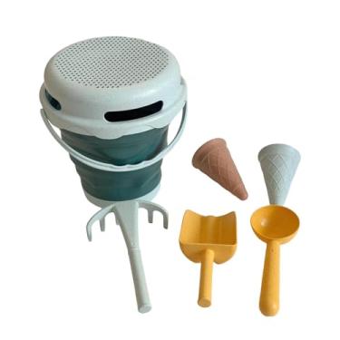 Imagem de simhoa Conjunto de brinquedos de praia para crianças, balde dobrável, caixa de areia para brincadeira de faz de conta, conjunto de praia para meninos e, Cinza E Azul