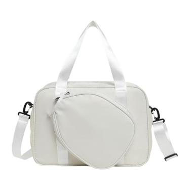 Imagem de Pegciuho Bolsa de Tênis Bolsa de Pickleball Bolsa Esportiva Bolsa de Badminton Bolsa de Ombro Feminina Bolsa de Armazenamento Oxford Multifuncional Adequada Pa, Branco