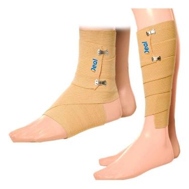 Imagem de Bandagem Elástica Joelho Tornozelo Mão Fisioterapia Bege