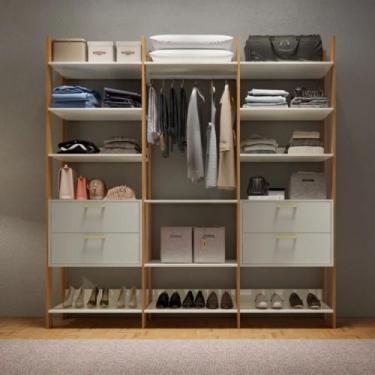 Imagem de Closet Modulado 3pc 2,17m 4 Gavetas Cabide e Prateleiras TW404 Dalla C