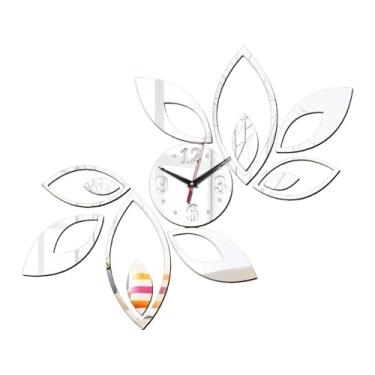 Imagem de WeiLaiKeQi Relógio de parede com espelho acrílico grande, relógio decorativo criativo para sala de estar e apartamento, Prata