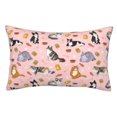 Imagem de Majoug Capas de travesseiro padrão para gatos fofos de 50 x 76 cm, capa de almofada de microfibra ultramacia, zíper oculto, para decoração de quarto, sofá, sala de estar, presentes