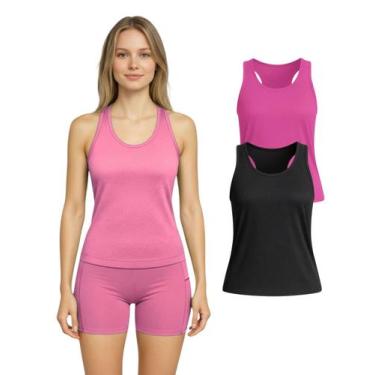 Imagem de Kit 2 Regata Nadador Dryfit Fitness Academia - Roger, M, Rosa, Preto