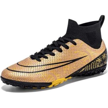 Imagem de Tênis de futebol masculinos de futebol com pontas longas, couro e borr